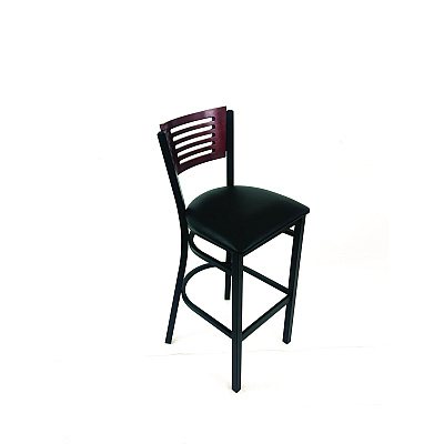 JMC Furniture Jones River Series Barstool, Supports Up to 300 lb, 28.5" Seat Height, Black Seat, Dark Mahogany Back, Black Base (JRBBVBLKB)