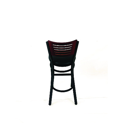 JMC Furniture Jones River Series Barstool, Supports Up to 300 lb, 28.5" Seat Height, Black Seat, Dark Mahogany Back, Black Base (JRBBVBLKB)