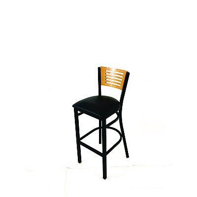 JMC Furniture Jones River Series Barstool, Supports Up to 300 lb, 28.5" Seat Height, Black Seat, Natural Back, Black Base (JRBBVBLKD)