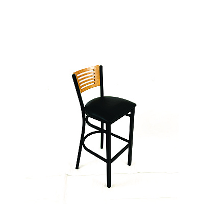 JMC Furniture Jones River Series Barstool, Supports Up to 300 lb, 28.5" Seat Height, Black Seat, Natural Back, Black Base (JRBBVBLKD)