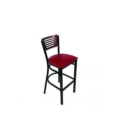 JMC Furniture Jones River Series Barstool, Supports Up to 300 lb, 28.5" Seat Height, Burgundy Seat, Dark Mahogany Back, Black Base (JRBBVBURB)