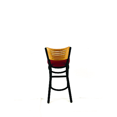 JMC Furniture Jones River Series Barstool, Supports Up to 300 lb, 28.5" Seat Height, Burgundy Seat, Natural Back, Black Base (JRBBVBURD)