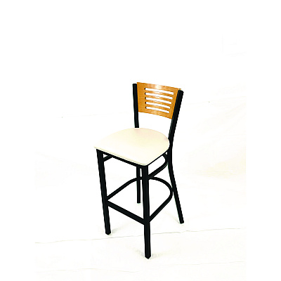 JMC Furniture Jones River Series Barstool, Supports Up to 300 lb, 28.5" Seat Height, Cream Seat, Natural Back, Black Base (JRBBVCRMD)