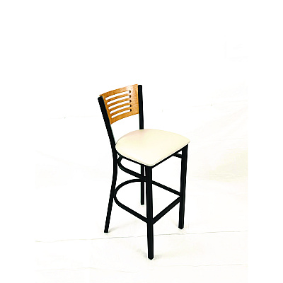 JMC Furniture Jones River Series Barstool, Supports Up to 300 lb, 28.5" Seat Height, Cream Seat, Natural Back, Black Base (JRBBVCRMD)