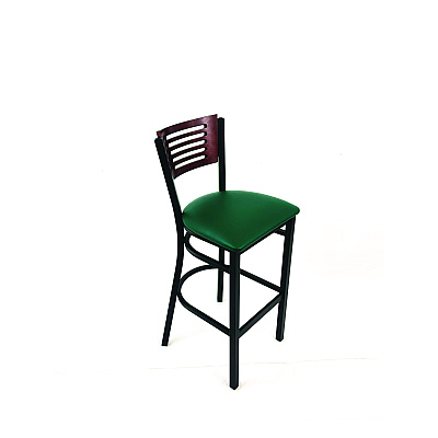 JMC Furniture Jones River Series Barstool, Supports Up to 300 lb, 28.5" Seat Height, Green Seat, Dark Mahogany Back, Black Base (JRBBVGRNB)