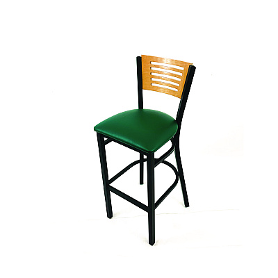 JMC Furniture Jones River Series Barstool, Supports Up to 300 lb, 28.5" Seat Height, Green Seat, Natural Back, Black Base (JRBBVGRND)