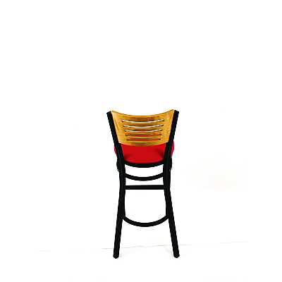 JMC Furniture Jones River Series Barstool, Supports Up to 300 lb, 28.5" Seat Height, Red Seat, Natural Back, Black Base (JRBBVREDD)