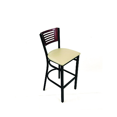 JMC Furniture Jones River Series Barstool, Supports Up to 300 lb, 28.5" Seat Height, Taupe Seat, Dark Mahogany Back, Black Base (JRBBVTAUB)