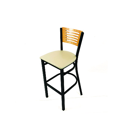 JMC Furniture Jones River Series Barstool, Supports Up to 300 lb, 28.5" Seat Height, Taupe Seat, Natural Back, Black Base (JRBBVTAUD)