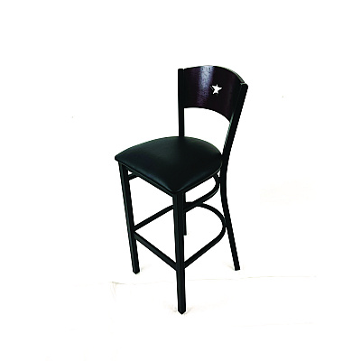 JMC Furniture Liberty Series Barstool, Supports Up to 300 lb, 28.5" Seat Height, Black Seat, Dark Mahogany Back, Black Base (LBBVBLKB)