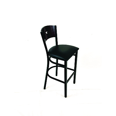 JMC Furniture Liberty Series Barstool, Supports Up to 300 lb, 28.5" Seat Height, Black Seat, Dark Mahogany Back, Black Base (LBBVBLKB)