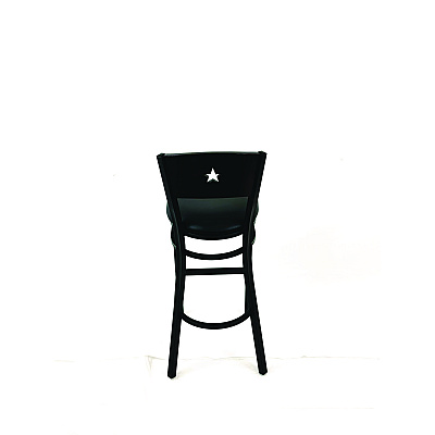 JMC Furniture Liberty Series Barstool, Supports Up to 300 lb, 28.5" Seat Height, Black Seat, Dark Mahogany Back, Black Base (LBBVBLKB)