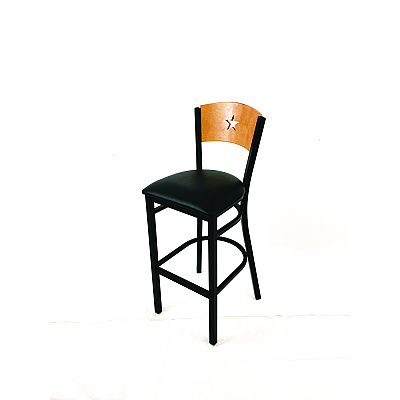 JMC Furniture Liberty Series Barstool, Supports Up to 300 lb, 28.5" Seat Height, Black Seat, Natural Back, Black Base (LBBVBLKD)