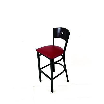 JMC Furniture Liberty Series Barstool, Supports Up to 300 lb, 28.5" Seat Height, Burgundy Seat, Dark Mahogany Back, Black Base (LBBVBURB)