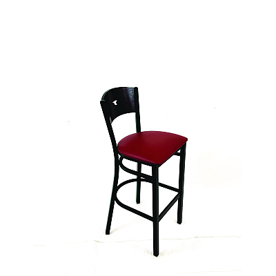 JMC Furniture Liberty Series Barstool, Supports Up to 300 lb, 28.5" Seat Height, Burgundy Seat, Dark Mahogany Back, Black Base (LBBVBURB)