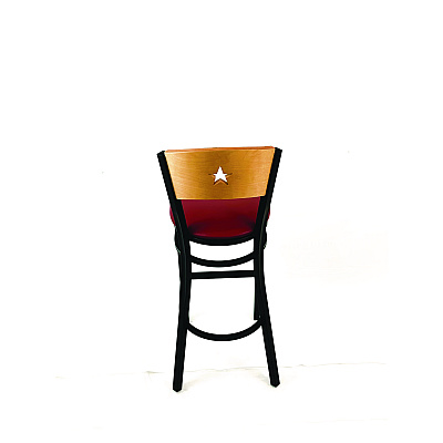 JMC Furniture Liberty Series Barstool, Supports Up to 300 lb, 28.5" Seat Height, Burgundy Seat, Natural Back, Black Base (LBBVBURD)