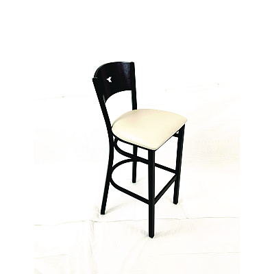 JMC Furniture Liberty Series Barstool, Supports Up to 300 lb, 28.5" Seat Height, Cream Seat, Dark Mahogany Back, Black Base (LBBVCRMB)