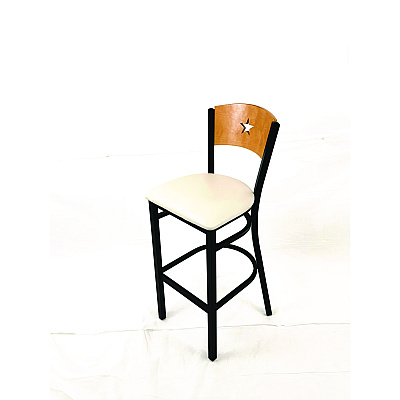 JMC Furniture Liberty Series Barstool, Supports Up to 300 lb, 28.5" Seat Height, Cream Seat, Natural Back, Black Base (LBBVCRMD)