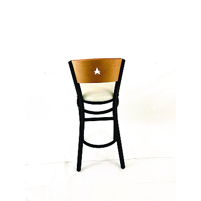JMC Furniture Liberty Series Barstool, Supports Up to 300 lb, 28.5" Seat Height, Cream Seat, Natural Back, Black Base (LBBVCRMD)