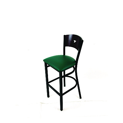 JMC Furniture Liberty Series Barstool, Supports Up to 300 lb, 28.5" Seat Height, Green Seat, Dark Mahogany Back, Black Base (LBBVGRNB)