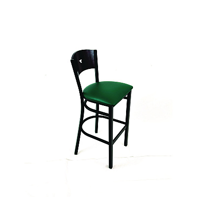 JMC Furniture Liberty Series Barstool, Supports Up to 300 lb, 28.5" Seat Height, Green Seat, Dark Mahogany Back, Black Base (LBBVGRNB)