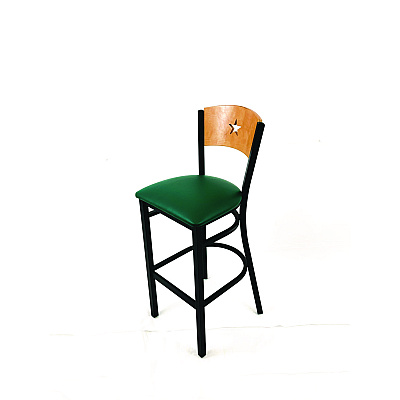 JMC Furniture Liberty Series Barstool, Supports Up to 300 lb, 28.5" Seat Height, Green Seat, Natural Back, Black Base (LBBVGRND)