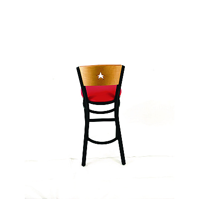 JMC Furniture Liberty Series Barstool, Supports Up to 300 lb, 28.5" Seat Height, Red Seat, Natural Back, Black Base (LBBVREDD)