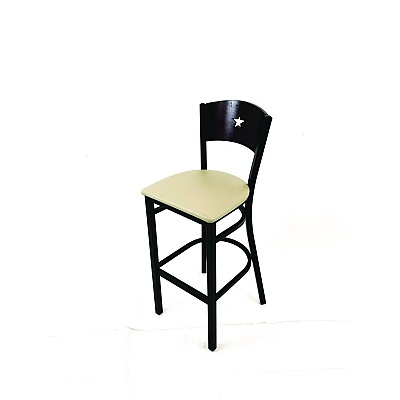 JMC Furniture Liberty Series Barstool, Supports Up to 300 lb, 28.5" Seat Height, Taupe Seat, Dark Mahogany Back, Black Base (LBBVTAUB)