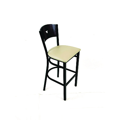JMC Furniture Liberty Series Barstool, Supports Up to 300 lb, 28.5" Seat Height, Taupe Seat, Dark Mahogany Back, Black Base (LBBVTAUB)