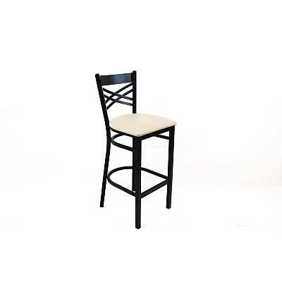 JMC Furniture X Series Barstool, Supports Up to 300 lb, 29.5" Seat Height, Cream Seat, Black Back, Black Base (XBSBVSCRM)