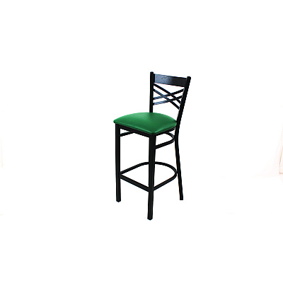 JMC Furniture X Series Barstool, Supports Up to 300 lb, 29.5" Seat Height, Green Seat, Black Back, Black Base (XBSBVSGRN)