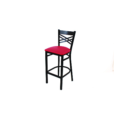 JMC Furniture X Series Barstool, Supports Up to 300 lb, 29.5" Seat Height, Red Seat, Black Back, Black Base (XBSBVSRED)