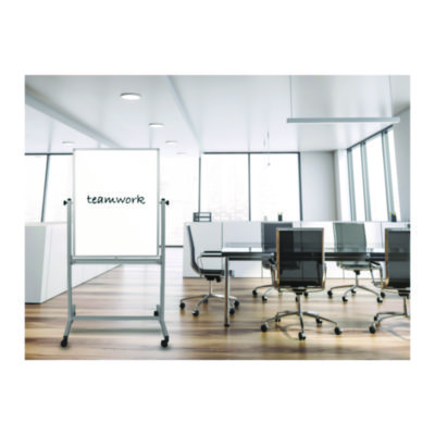 Luxor Mobile Magnetic Whiteboard, 36" x 68", White Surface, Satin Aluminum Frame (LXOMB3040WW)