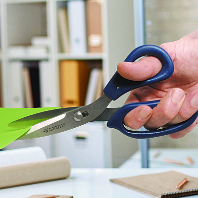 Westcott Power Pivot Shears, 8" Long, 3.5" Cut Length, Straight Blue Handle (ACM00454)