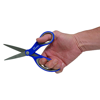Westcott Scissors with Antimicrobial Protection, 8" Long, 3.25" Cut Length, Straight Blue/Gray Handle, 3/Pack (ACM17837)