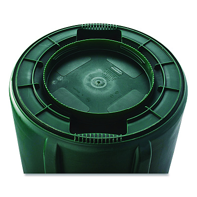 Rubbermaid Commercial Vented Round Brute Container, 32 gal, Plastic, Dark Green (RCP2632DGR)