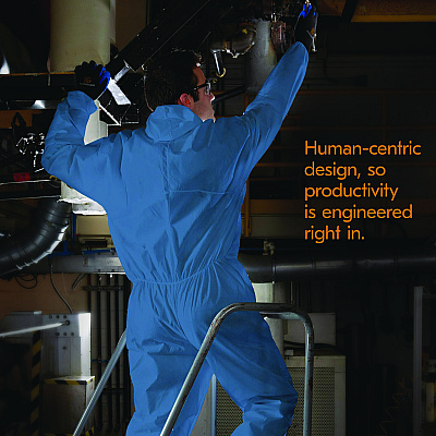 KleenGuard A20 Breathable Particle Protection Coveralls, Zip Front, Hood, Elastic Back, Wrists, Ankles, 3X-Large, Blue, 20/Carton (KCC58516)