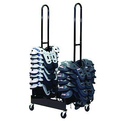 Champion Sports Mobile Two-Stack Shoulder Pad Rack, Metal, 176 lb Capacity, 24" x 30" x 69", Black (FBSPR2)