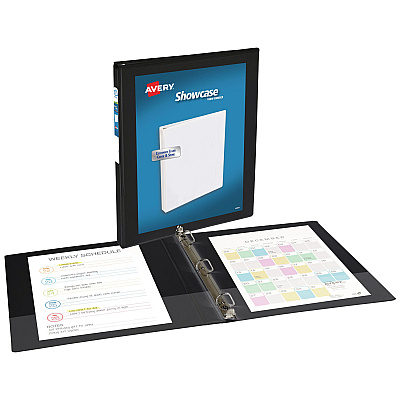 Avery Showcase Economy View Binders with Slant Rings, 3 Rings, 0.5" Capacity, 11 x 8.5, Black (AVE19550)