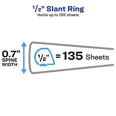 Avery Showcase Economy View Binders with Slant Rings, 3 Rings, 0.5" Capacity, 11 x 8.5, Black (AVE19550)