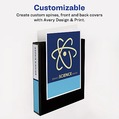 Avery Showcase Economy View Binders with Slant Rings, 3 Rings, 1.5" Capacity, 11 x 8.5, Black (AVE19650)