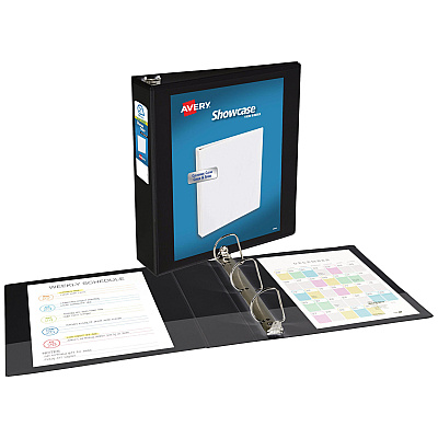 Avery Showcase Economy View Binders with Slant Rings, 3 Rings, 2" Capacity, 11 x 8.5, Black (AVE19700)