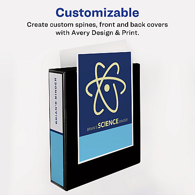 Avery Showcase Economy View Binders with Slant Rings, 3 Rings, 2" Capacity, 11 x 8.5, Black (AVE19700)
