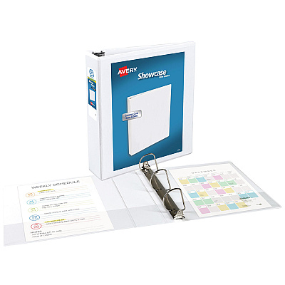 Avery Showcase Economy View Binders with Slant Rings, 3 Rings, 2" Capacity, 11 x 8.5, White (AVE19701)