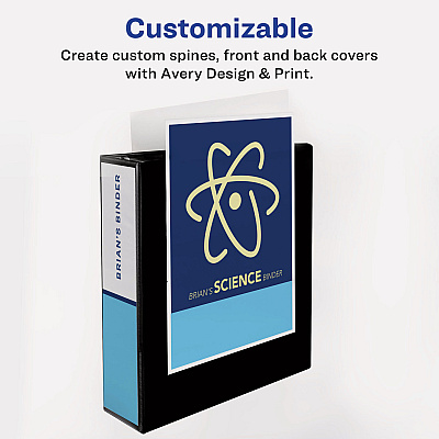 Avery Showcase Economy View Binders with Slant Rings, 3 Rings, 3" Capacity, 11 x 8.5, Black (AVE19750)