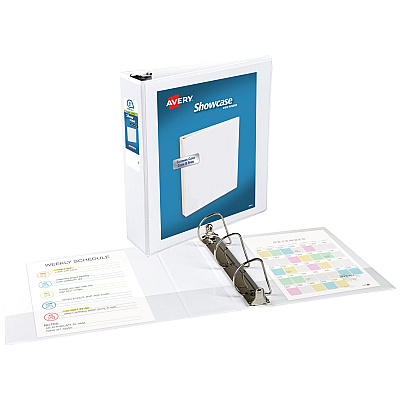 Avery Showcase Economy View Binders with Slant Rings, 3 Rings, 3" Capacity, 11 x 8.5, White (AVE19751)