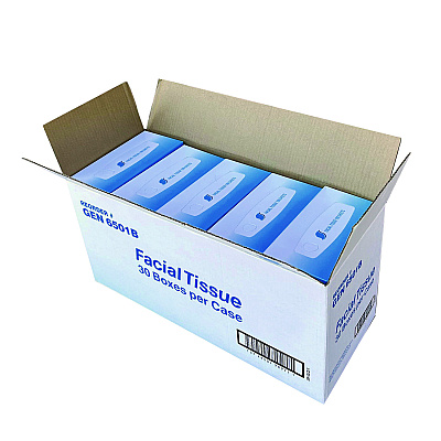 GEN Facial Tissue,  2-Ply, White, Flat Box, 100 Sheets/Box, 30 Boxes/Carton (GEN6501)
