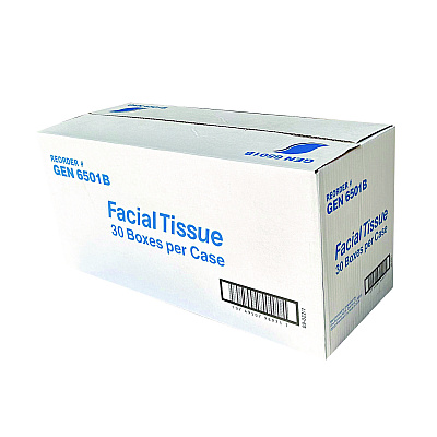 GEN Facial Tissue,  2-Ply, White, Flat Box, 100 Sheets/Box, 30 Boxes/Carton (GEN6501)