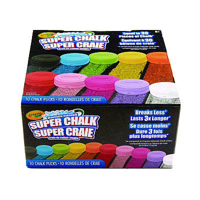 Crayola Super Chalk, 1" x 2.8" Diameter, 10 Assorted Colors, 10 Pucks/Box (CYO518303)