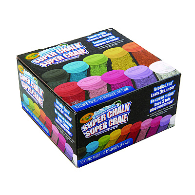 Crayola Super Chalk, 1" x 2.8" Diameter, 10 Assorted Colors, 10 Pucks/Box (CYO518303)